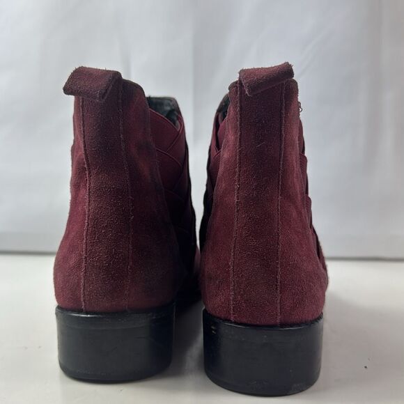 Rebecca Minkoff Jacy Suede Leather Burgundy Pointed Toe Women’s Ankle Boots - Picture 5 of 16